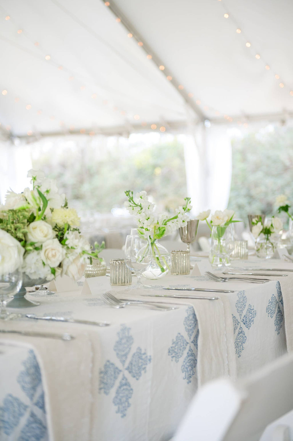 Damask Hand Block Print Tablecloth