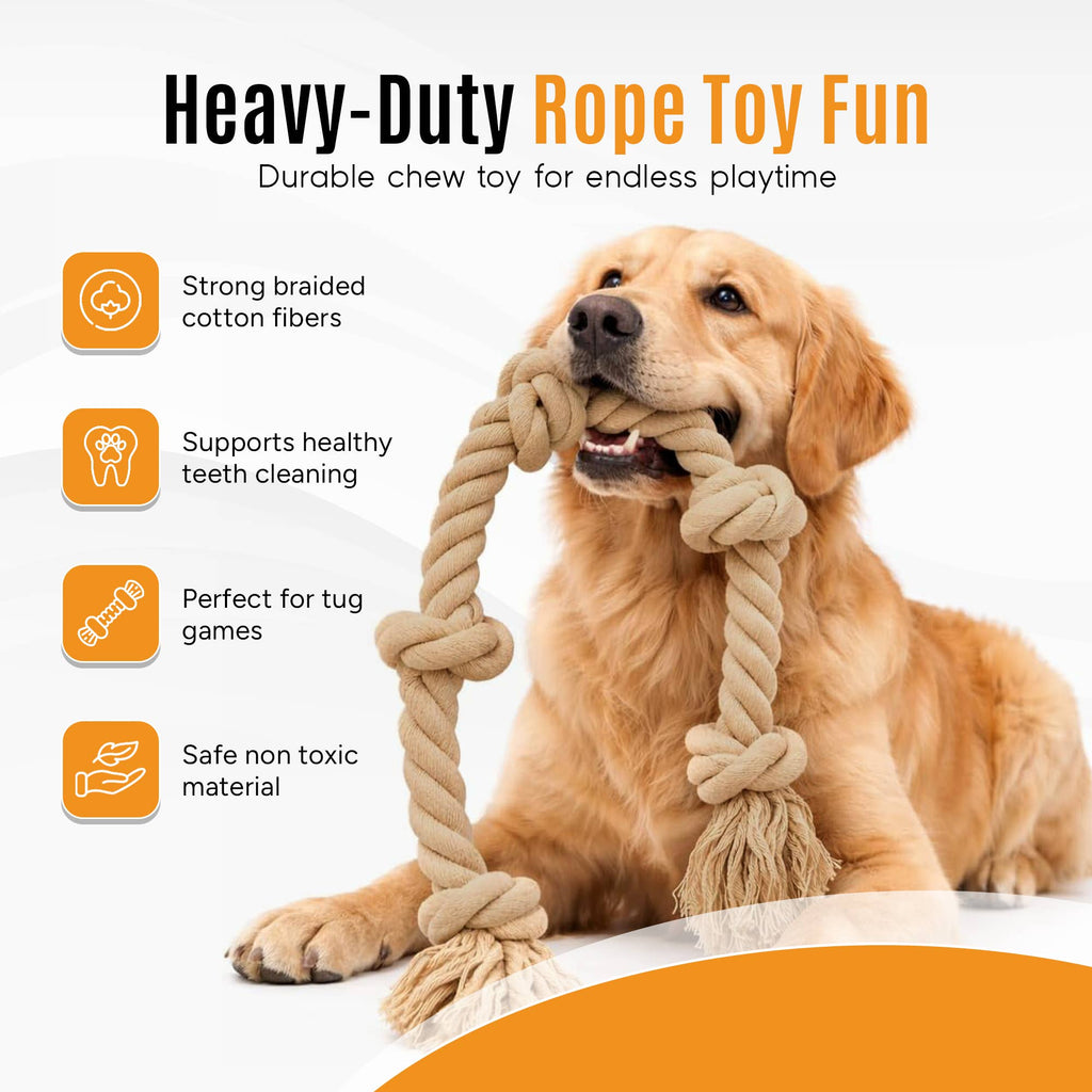 Heavy Duty Cotton Dog Rope 5-Knot Tug-o-War for Large Dogs