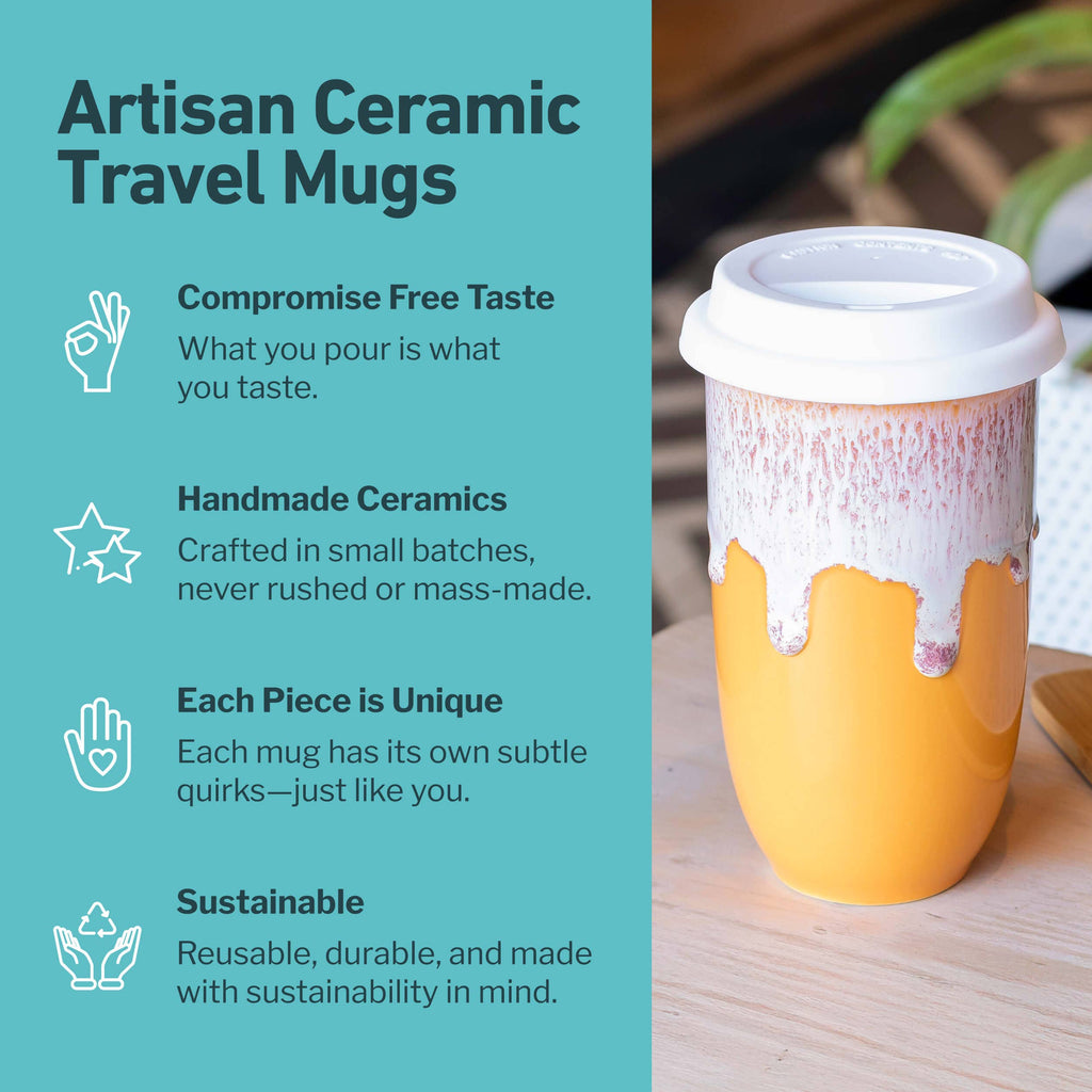 Grapefruit Ceramic Travel Mug – 16oz with Lid & Sleeve