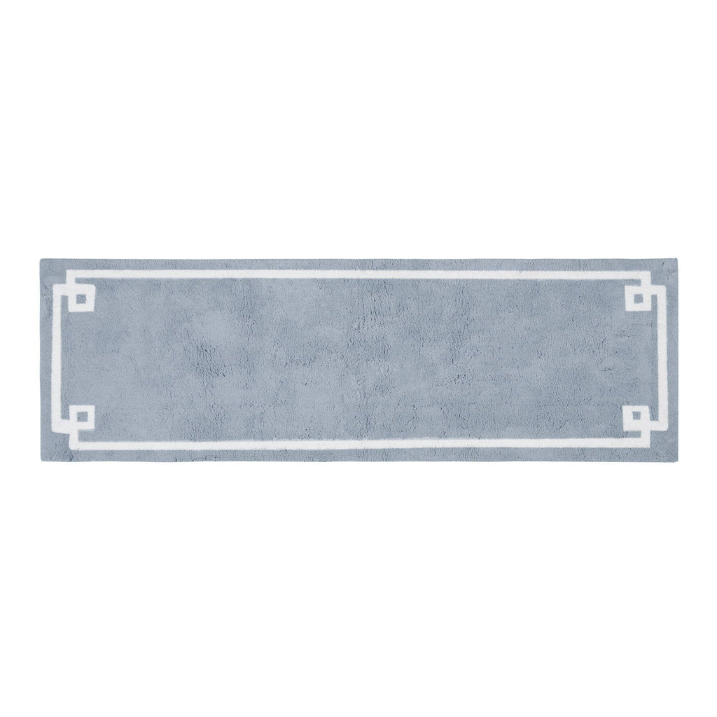 High Pile Bordered Bathroom Rug, Blue