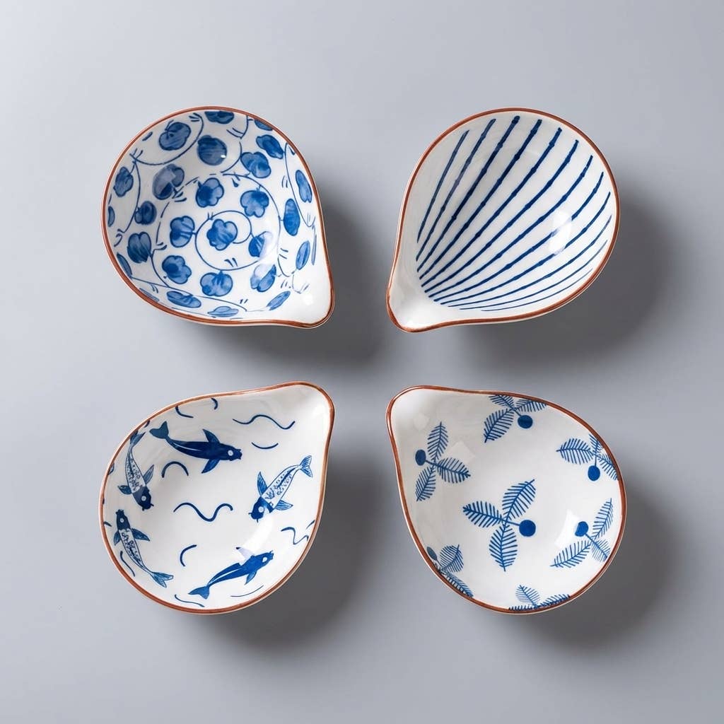 Coastal Ceramic Dip Dishes, Set of 4