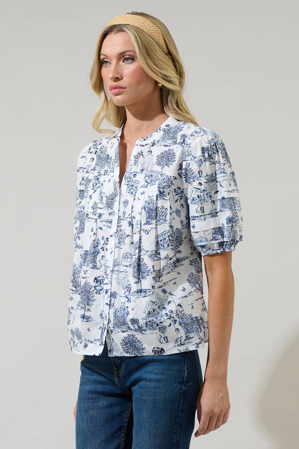 Renzo Toile Belraj Court Button Down Top