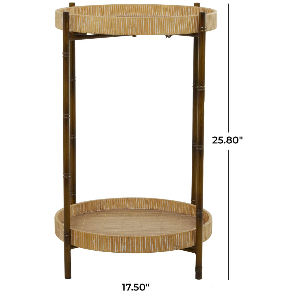 Traditional Brown Rattan Accent Table