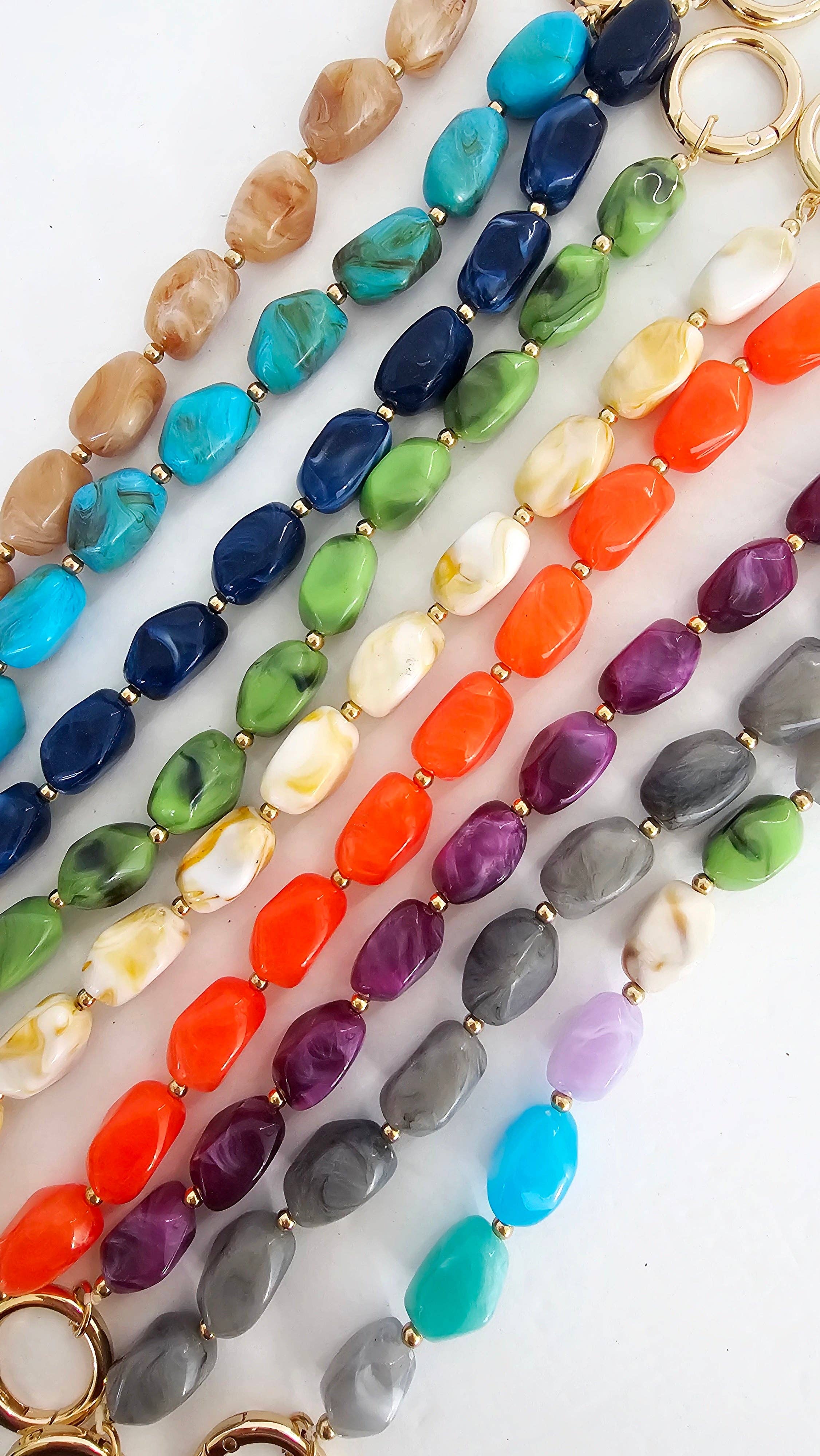 Marbled Acrylic Chain Strap - Azure