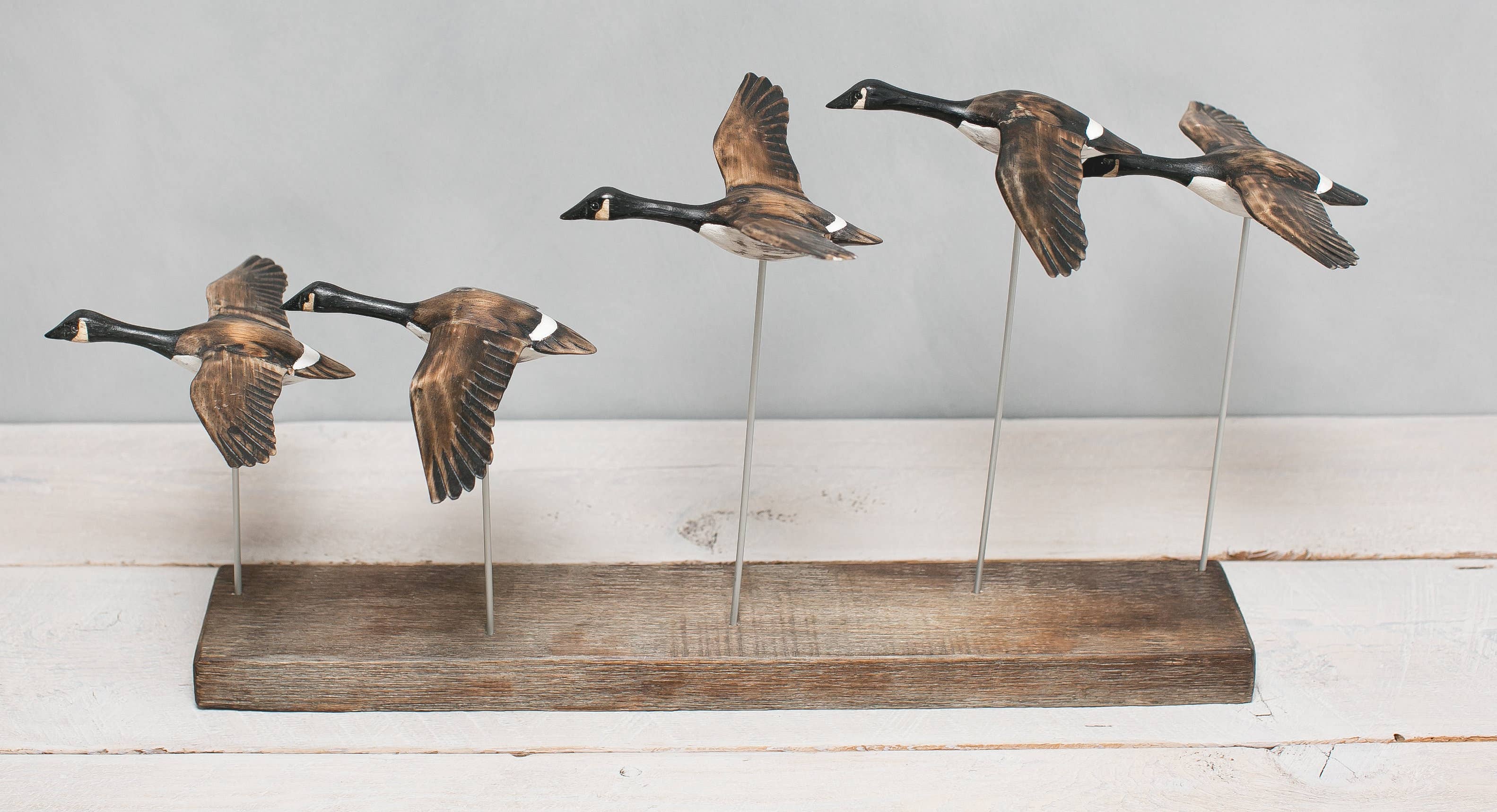 Canada Goose - Flying Set of 5 - 22"L  -Carved Ornament