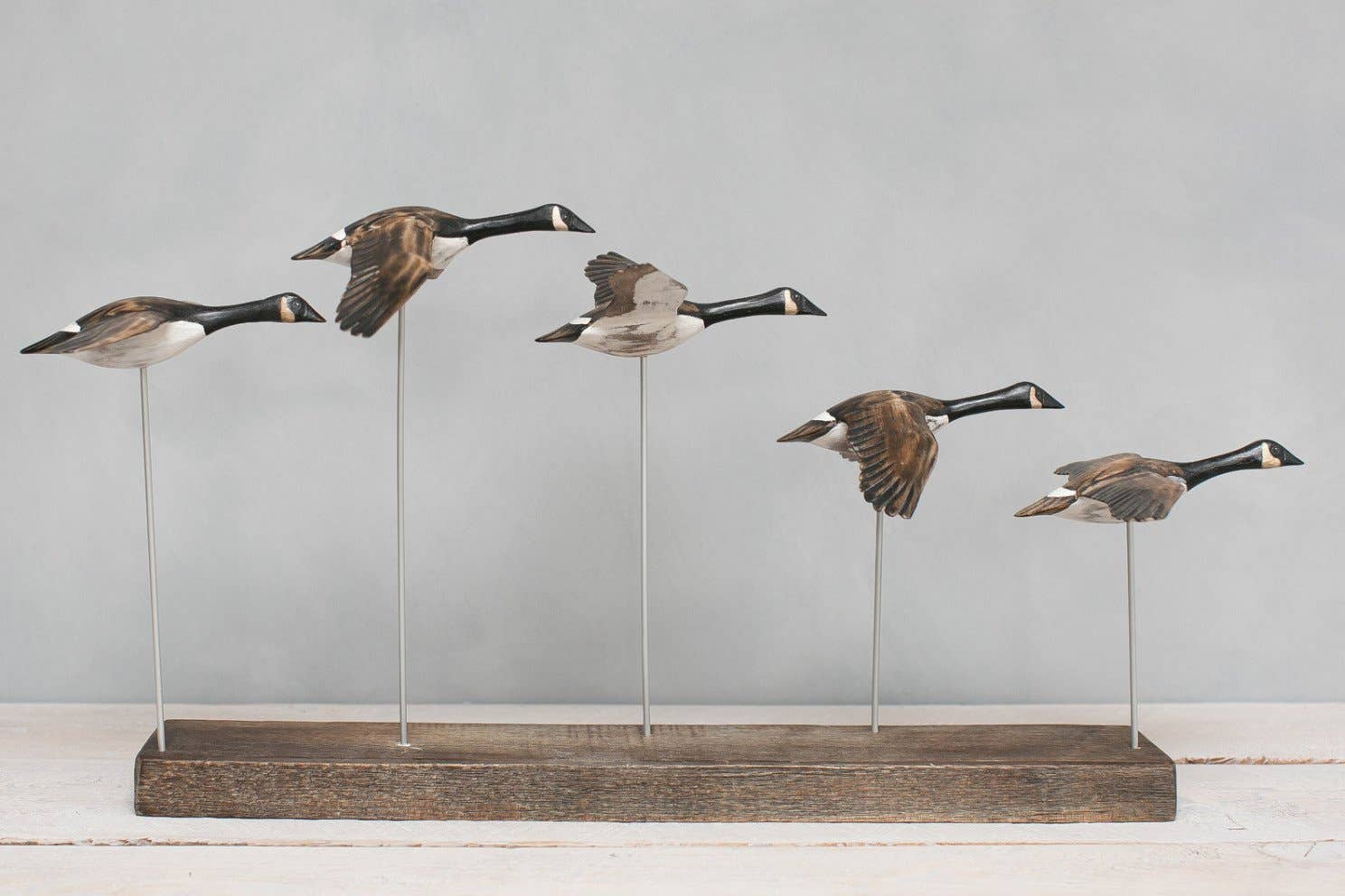 Canada Goose - Flying Set of 5 - 22"L  -Carved Ornament