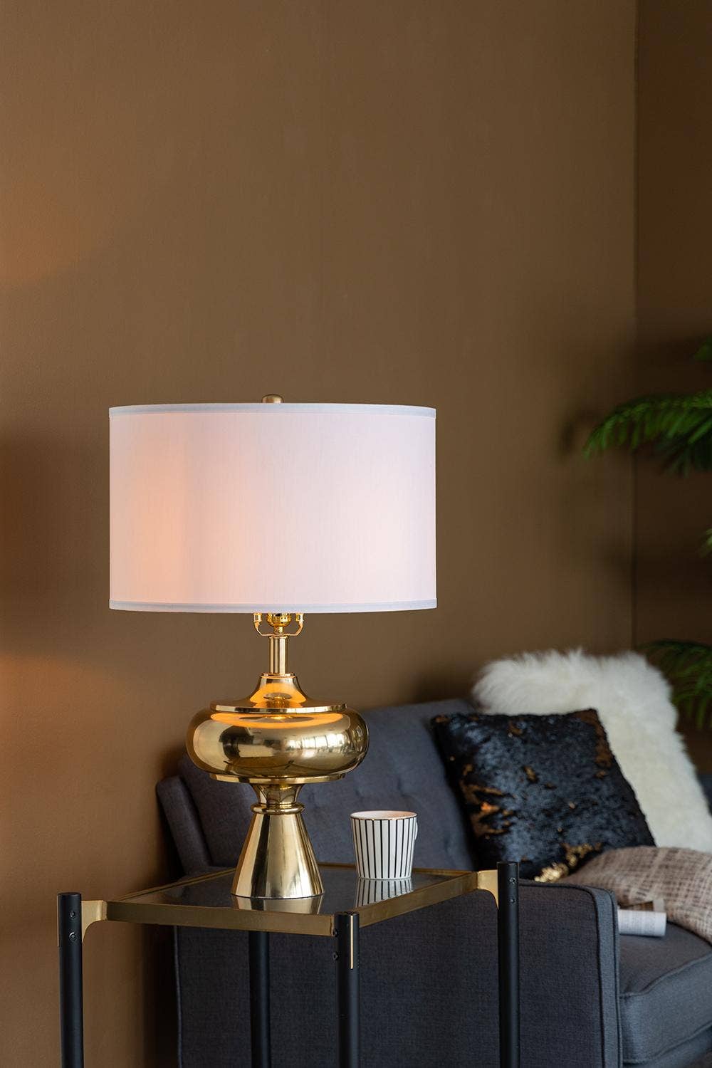 D18x27.5" Aluminum Table Lamp - Gold/White