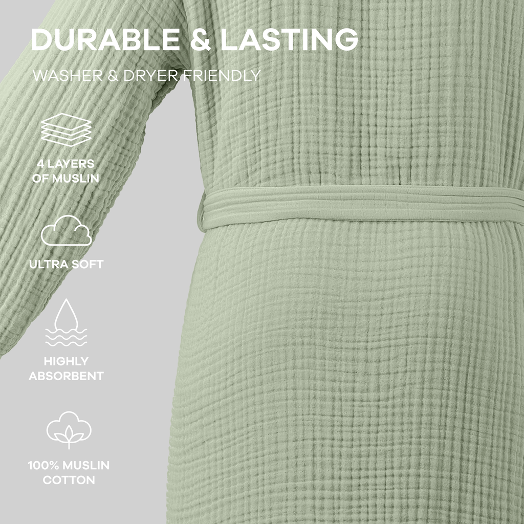 Adult Muslin Bathrobe - Soft, 100% Cotton Robe by Comfy Cubs