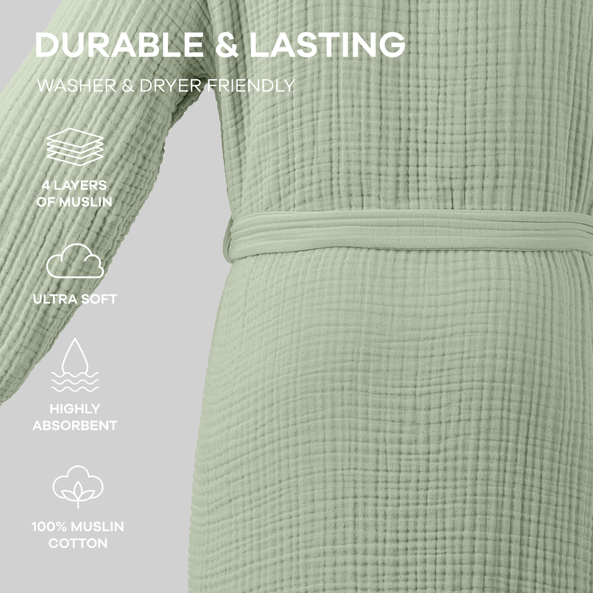 Adult Muslin Bathrobe - Soft, 100% Cotton Robe by Comfy Cubs