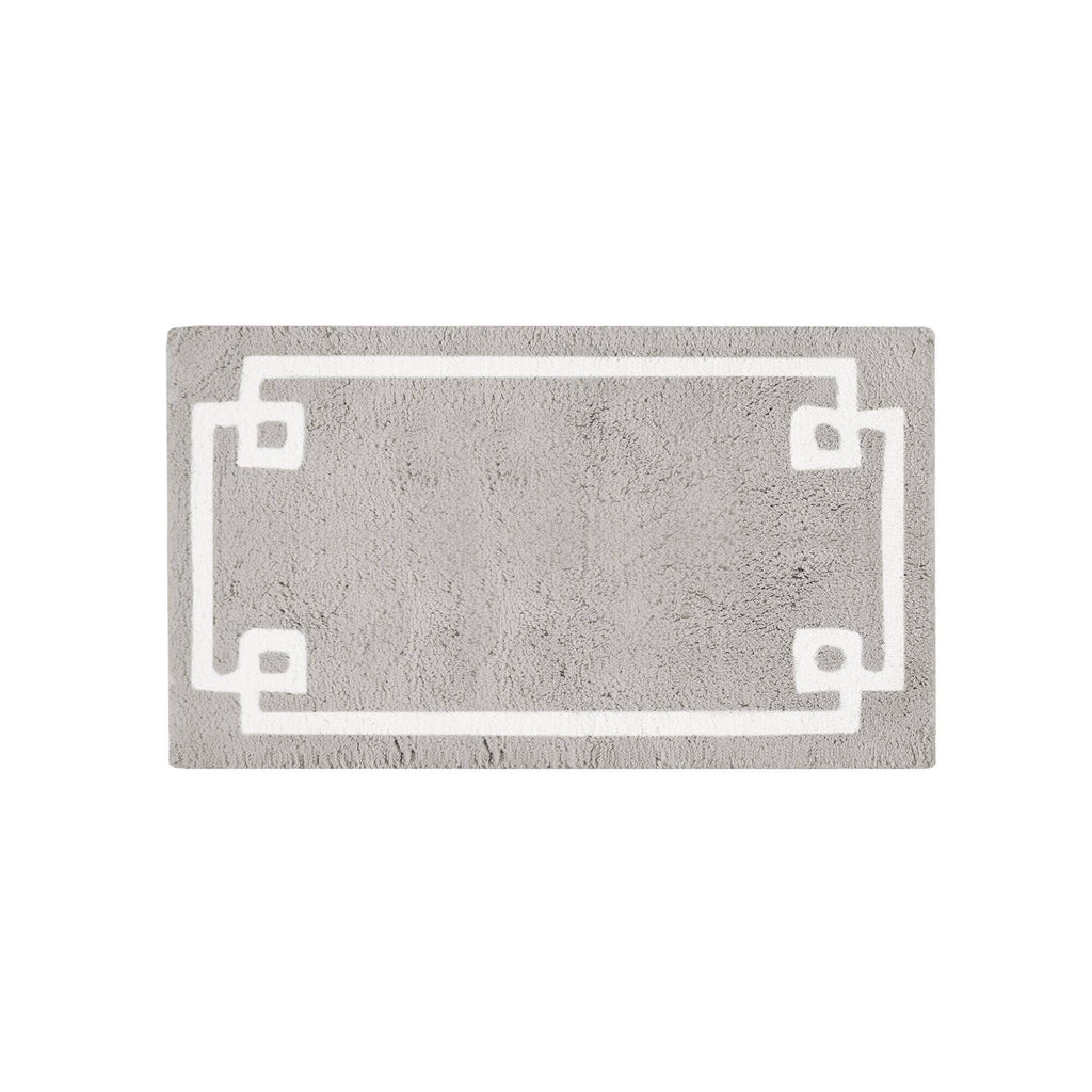 High Pile Bordered Bathroom Rug, Grey