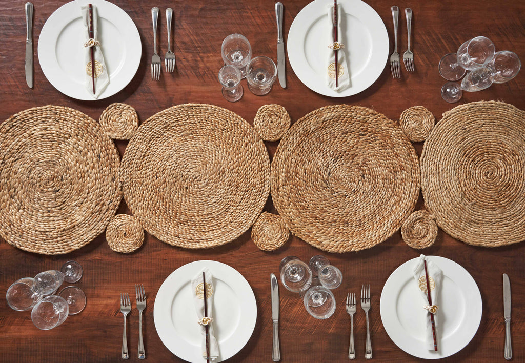Connected Jute Circles Table Runner