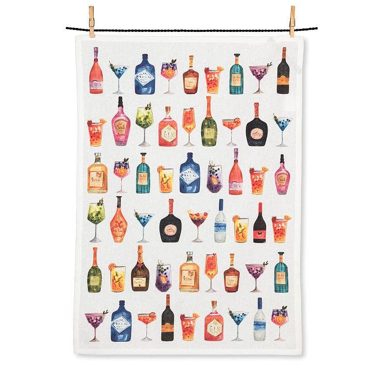 Bottles & Cocktails Kitchen Towel-20x28"L