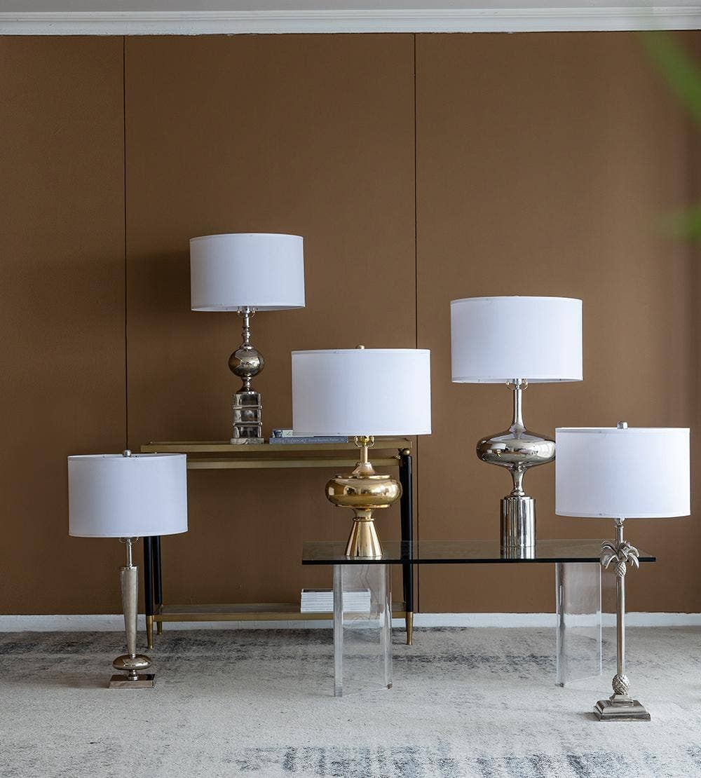 D18x27.5" Aluminum Table Lamp - Gold/White
