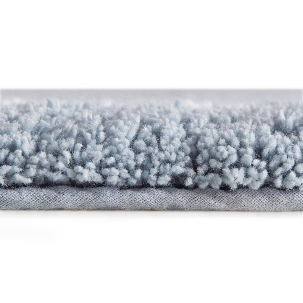 High Pile Bordered Bathroom Rug, Blue