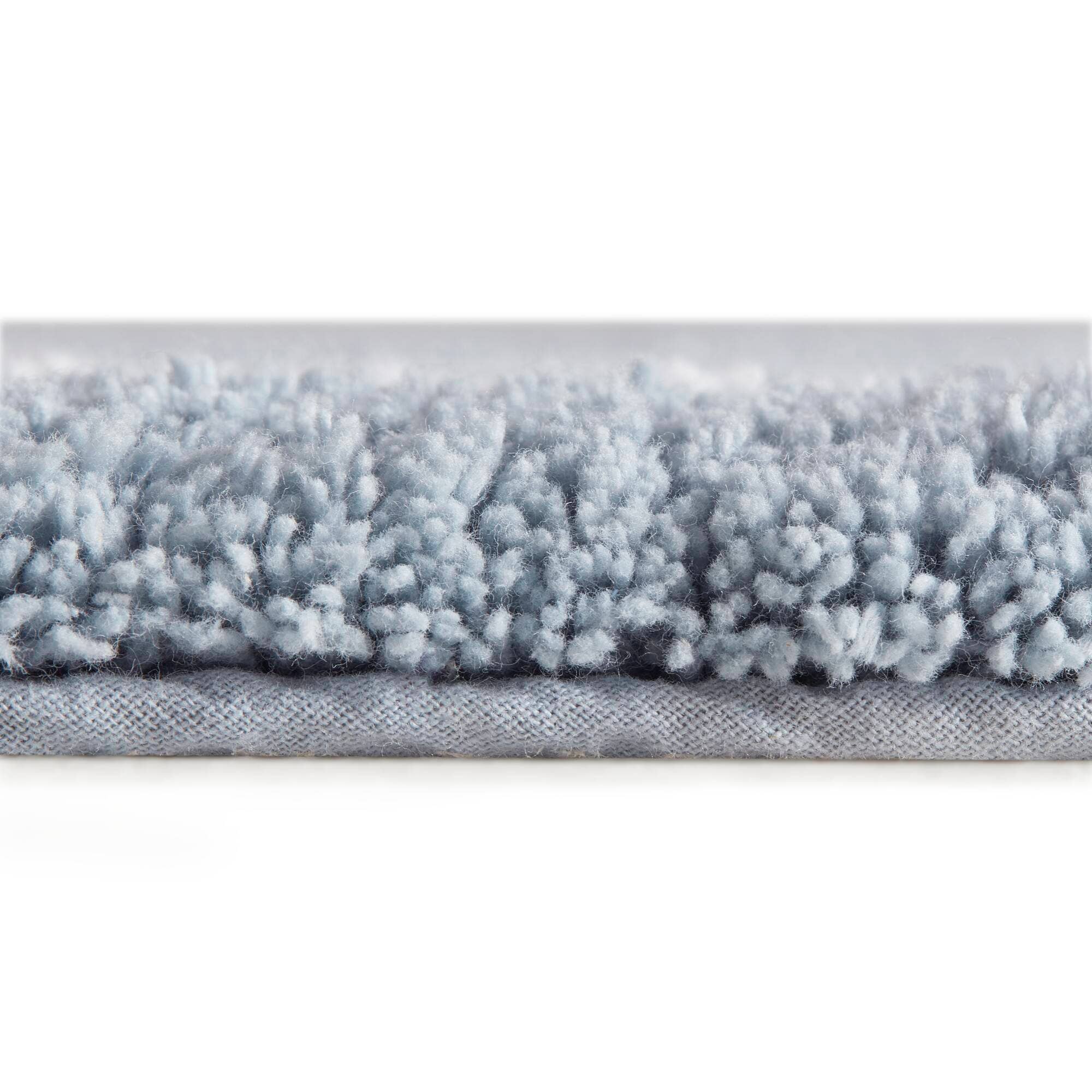 High Pile Bordered Bathroom Rug, Blue
