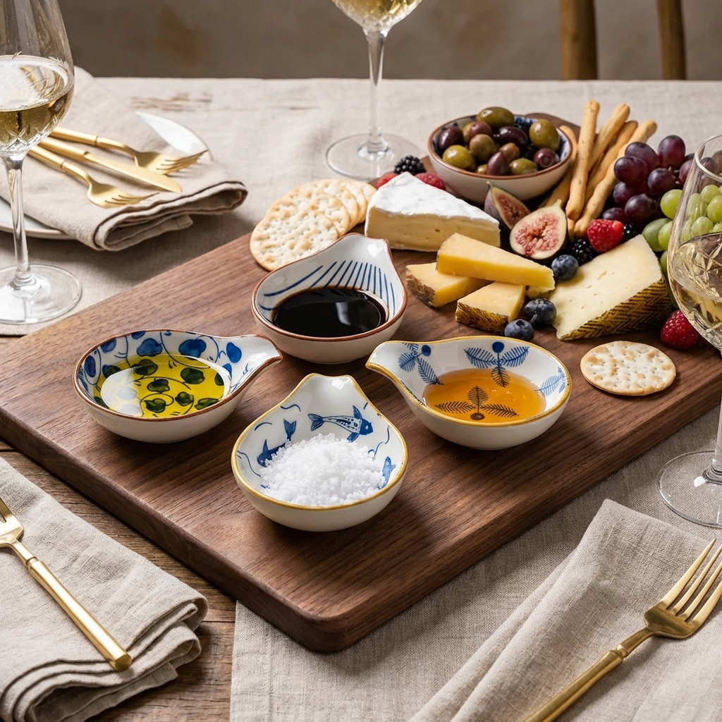 Coastal Ceramic Dip Dishes, Set of 4