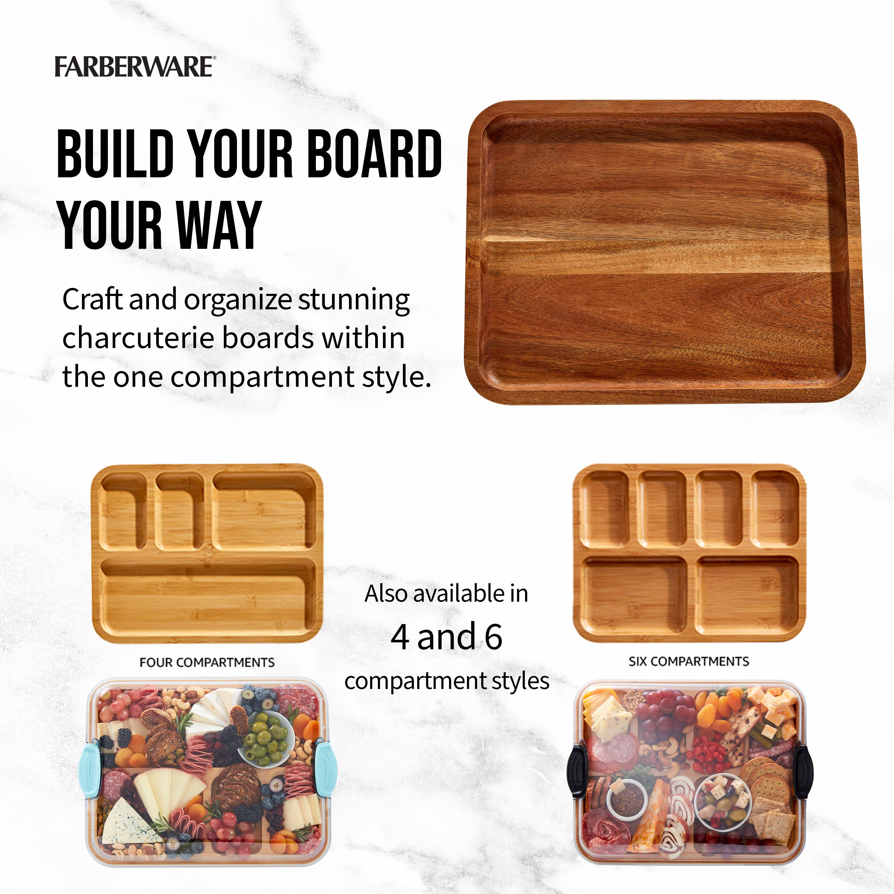 Farberware Acacia Cutting Board with white handles