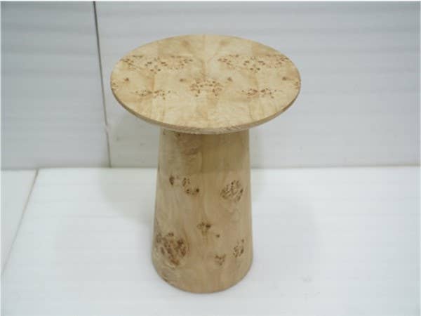 Artisan-Made Round Side Table – Natural Burl Veneer