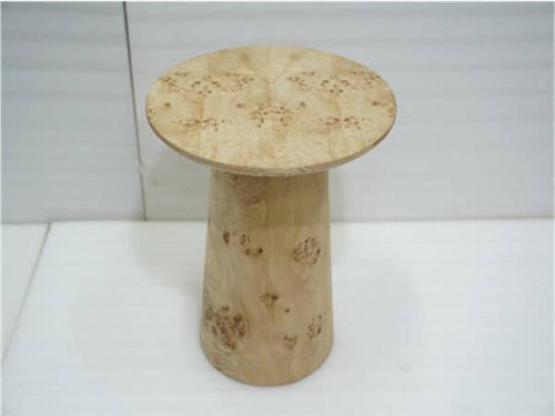 Artisan-Made Round Side Table – Natural Burl Veneer