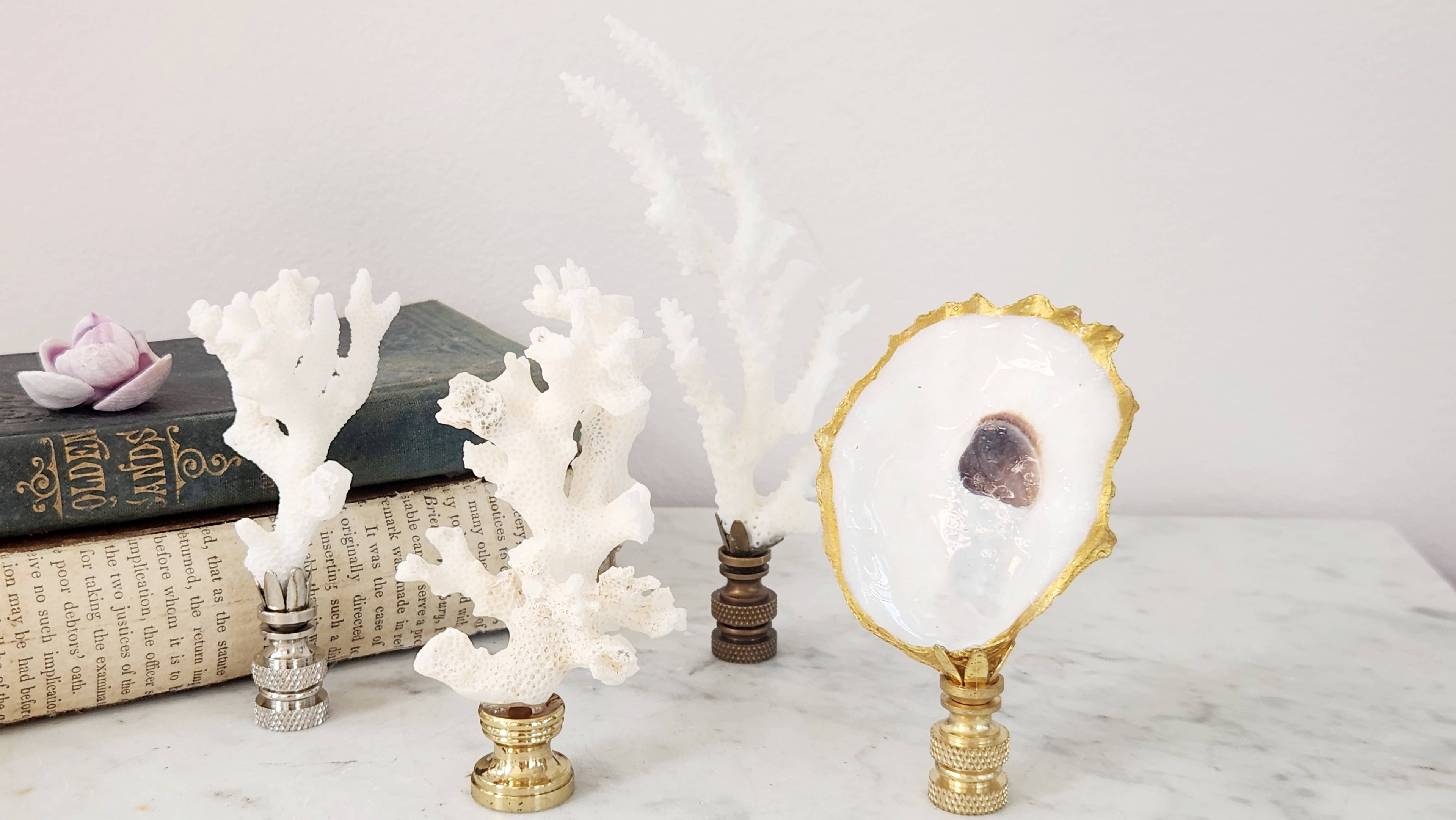 Coral Lamp Finial, Set of 4, As Shown
