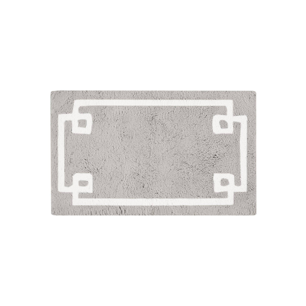 High Pile Bordered Bathroom Rug, Grey