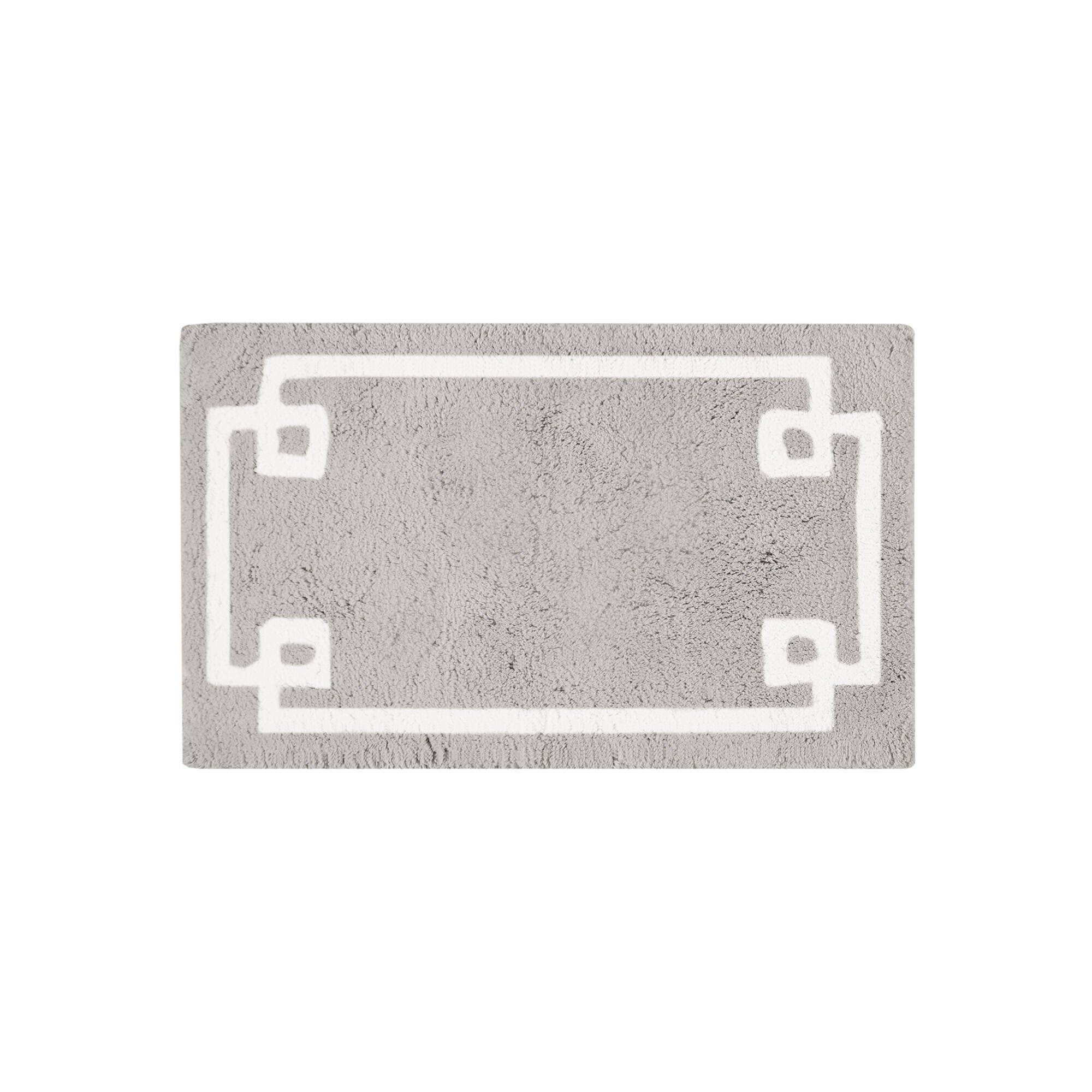 High Pile Bordered Bathroom Rug, Grey