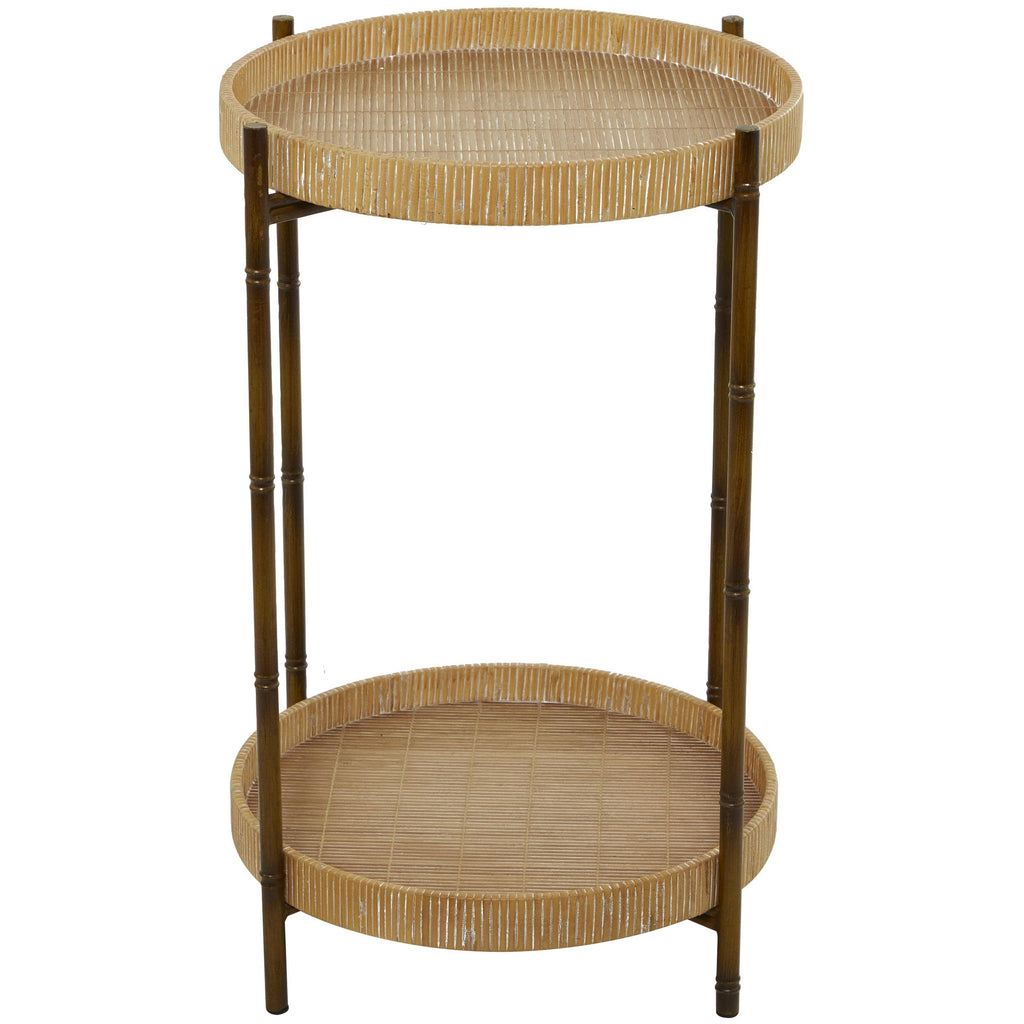 Traditional Brown Rattan Accent Table