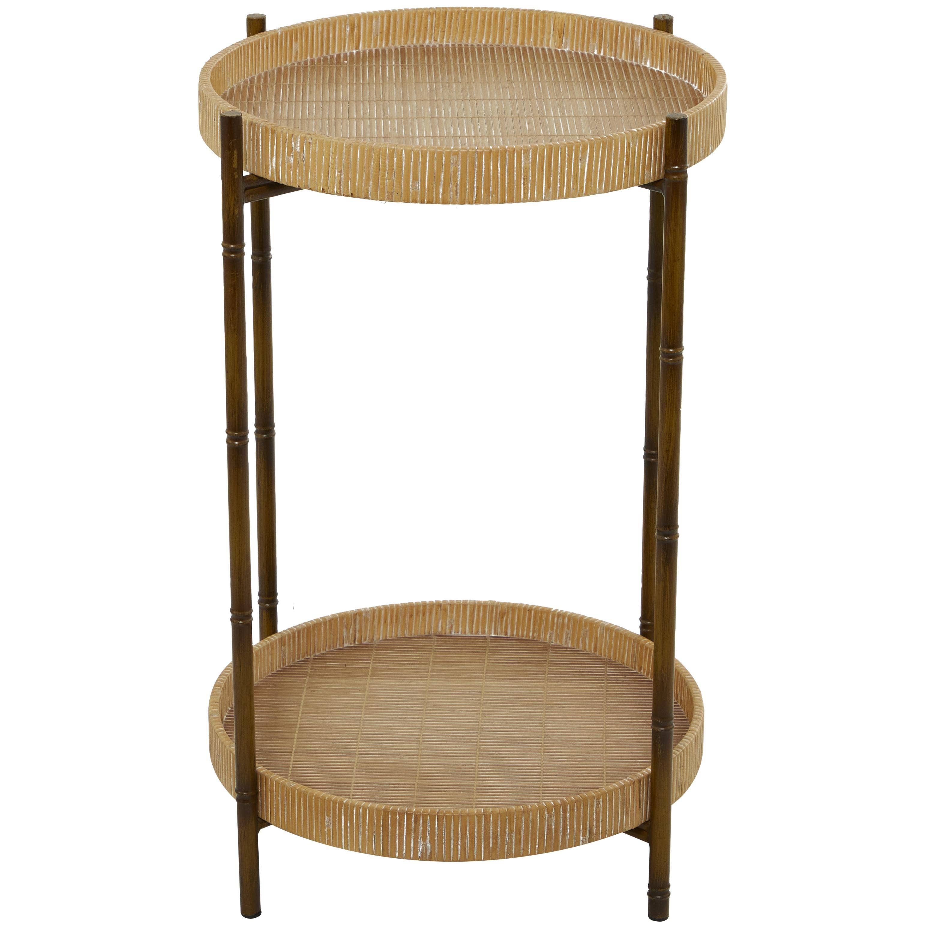 Traditional Brown Rattan Accent Table