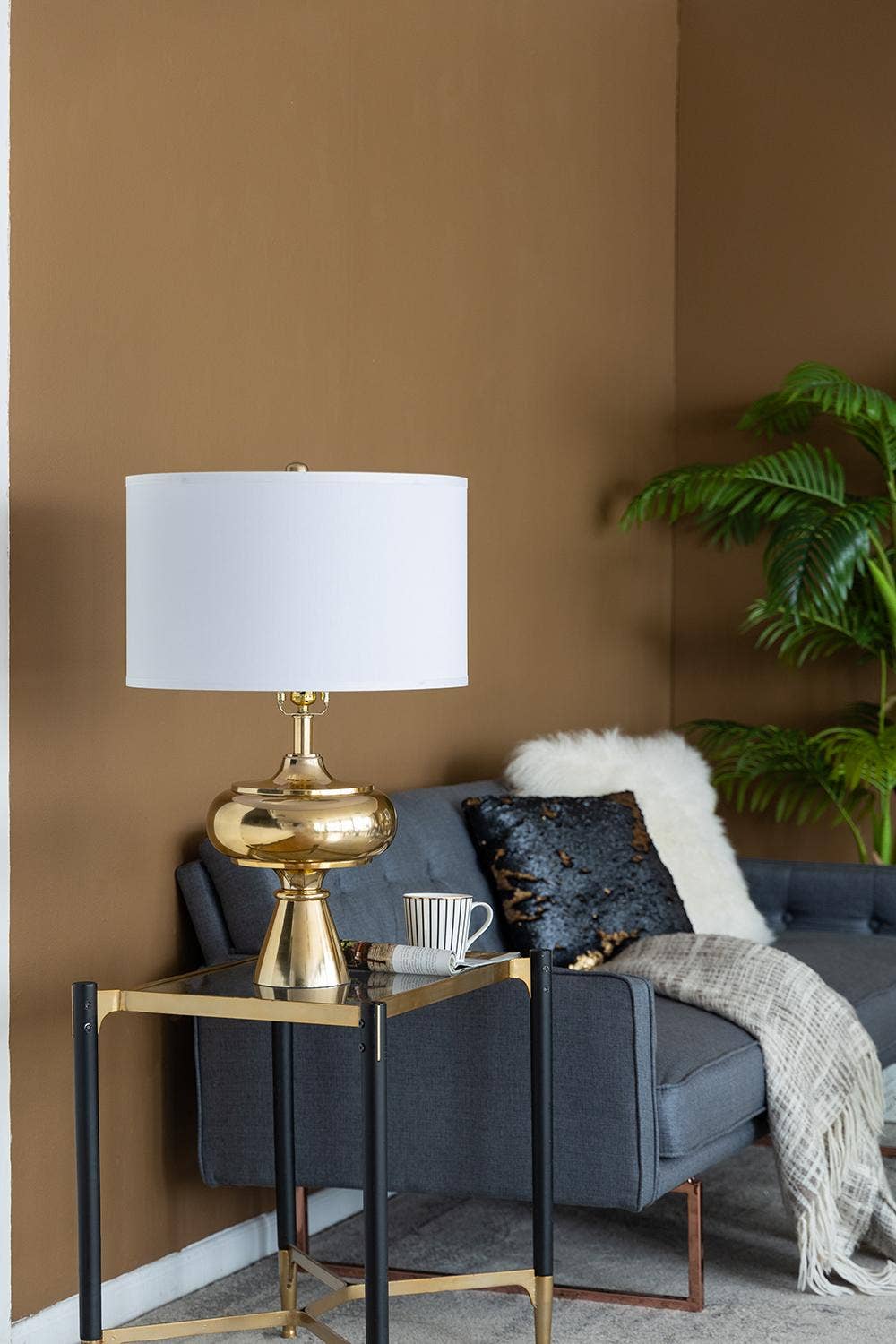 D18x27.5" Aluminum Table Lamp - Gold/White
