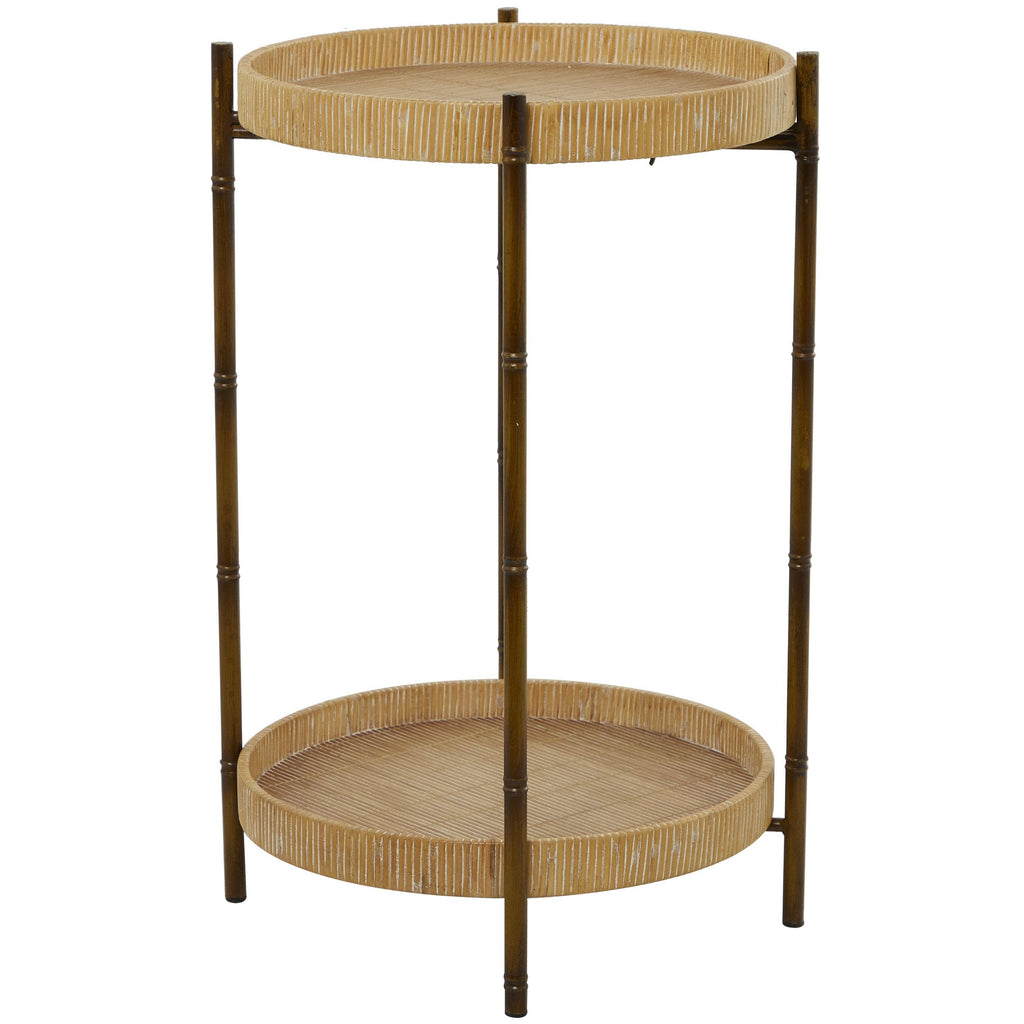 Traditional Brown Rattan Accent Table