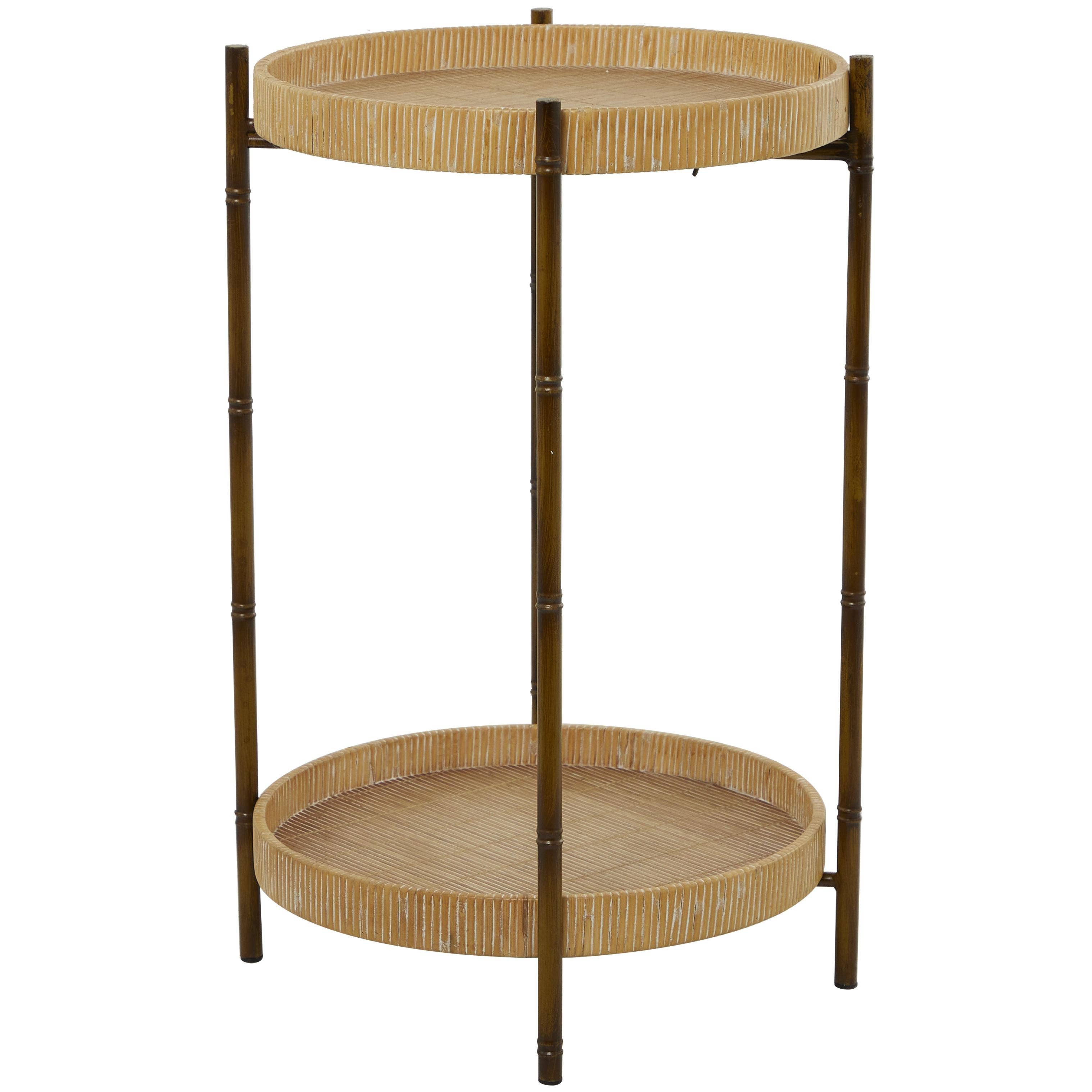 Traditional Brown Rattan Accent Table