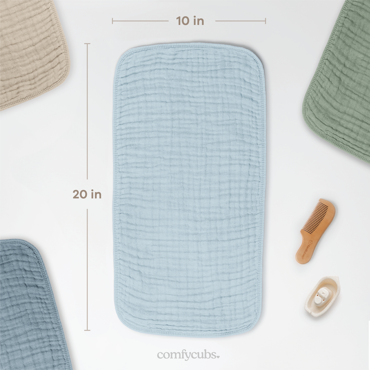 Baby Burp Cloths - 100% Muslin Cotton by Comfy Cubs