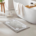 High Pile Bordered Bathroom Rug, Grey