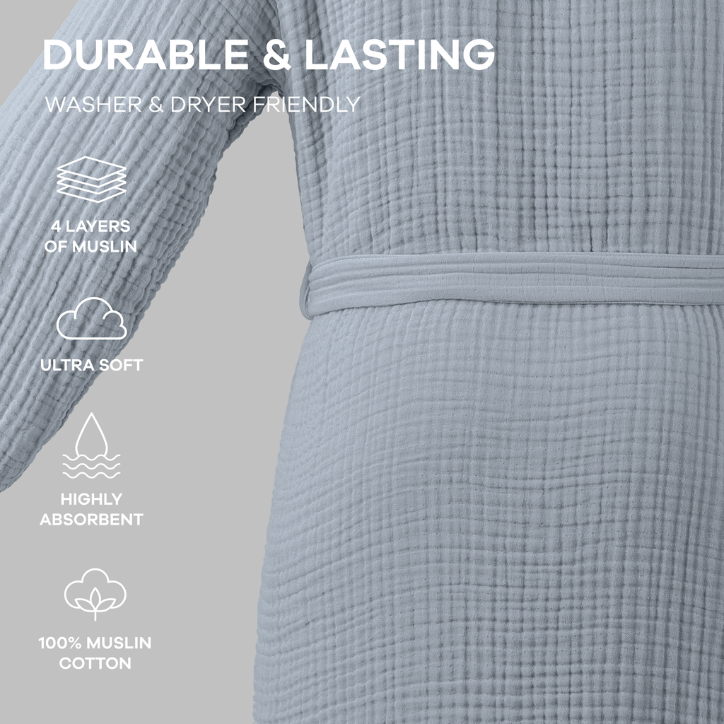 Adult Muslin Bathrobe - Soft, 100% Cotton Robe by Comfy Cubs