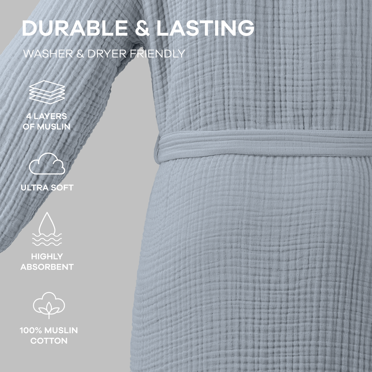 Adult Muslin Bathrobe - Soft, 100% Cotton Robe by Comfy Cubs