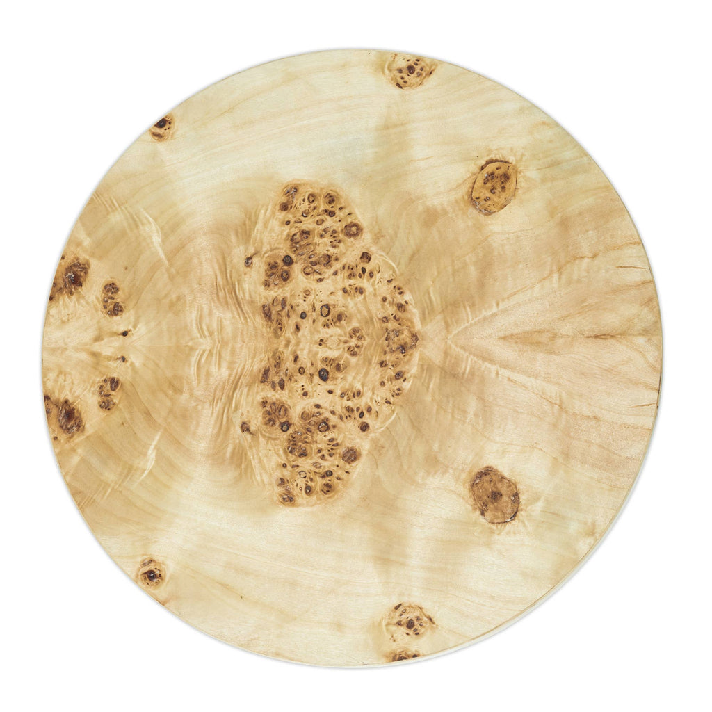 Artisan-Made Round Side Table – Natural Burl Veneer