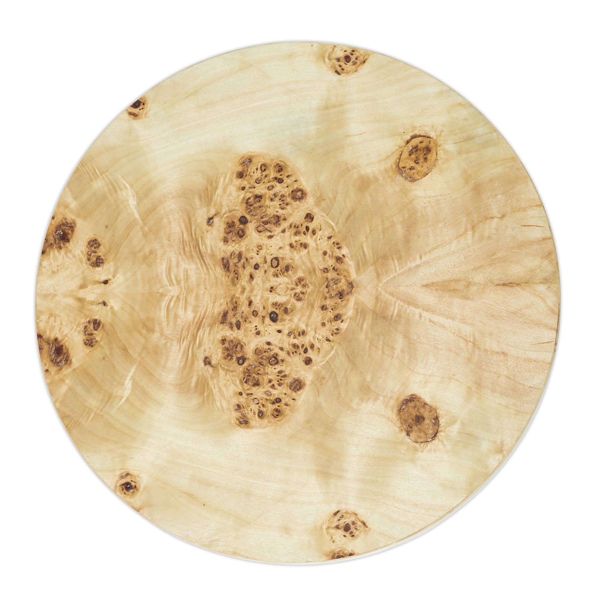 Artisan-Made Round Side Table – Natural Burl Veneer