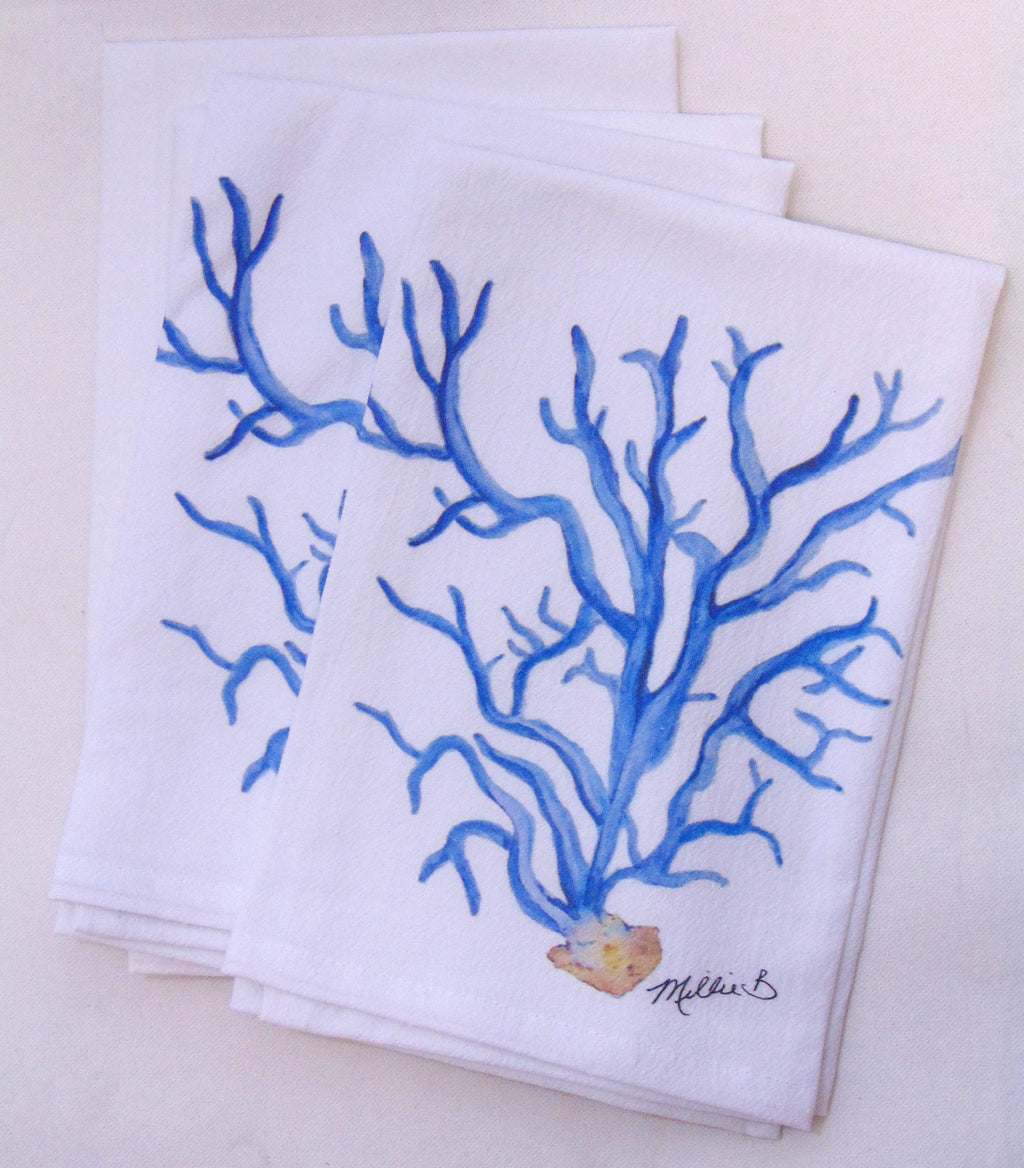 Limited Edition Blue Coral Flour Sack Napkins